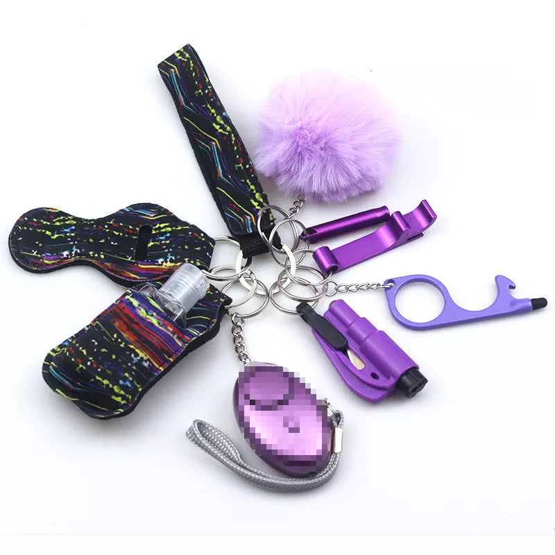 10pc/Set Self Defense Keychain Portable Girls' Self-Protection Keychain Set for Women Alarm Safe Key Ring Best Anti-Wolf Gift