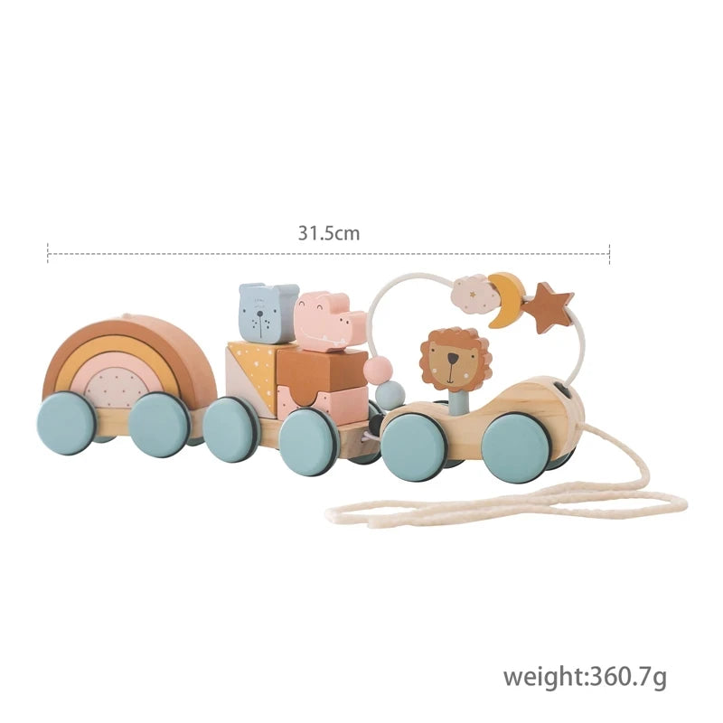 Wooden Train Birthday Toy  Montessori Toys Baby Educational Toys  Wooden Trolley  Baby Learning Toys  Number of Wood Baby's Toys