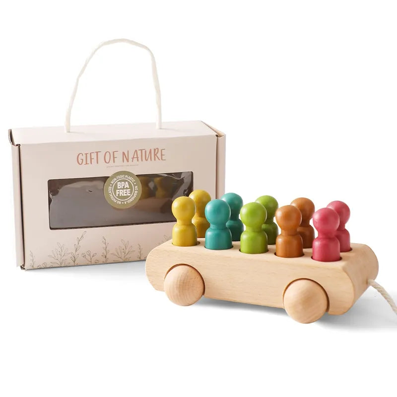 Wooden Train Birthday Toy  Montessori Toys Baby Educational Toys  Wooden Trolley  Baby Learning Toys  Number of Wood Baby's Toys