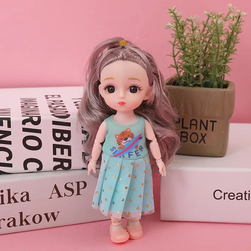 16cm BJD Doll 1/12 With Clothes and Shoes DIY Movable 13 Joints Fashion Cute Princess Figure Girl Gift Child Toys