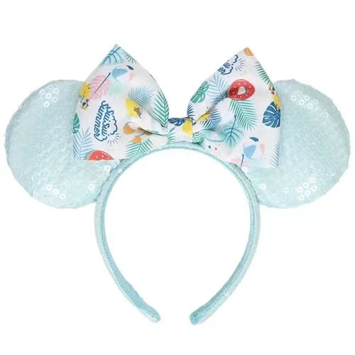 2025 Disney Minnie Ear Headband for Women Disneyland Hairband Mickey Adult/Child Leather Plush Sequin Cosplay Girls Accessories