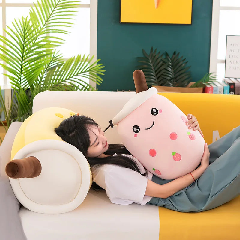 24cm Milk Tea Pillow Kawaii Soft Stuffed Plush Toys Boba Tea Plushie Toy for Kids Toys Birthday Gifts