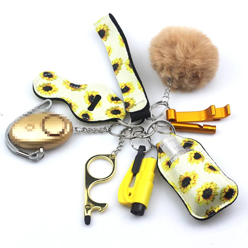 10pc/Set Self Defense Keychain Portable Girls' Self-Protection Keychain Set for Women Alarm Safe Key Ring Best Anti-Wolf Gift