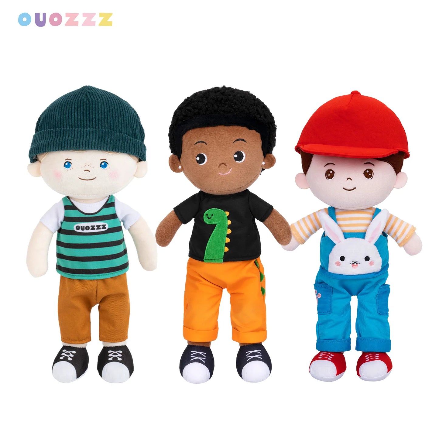 OUOZZZ Plush Boy Doll Toys African American Rag Doll Soft Stuffed Dolls Toys Black Reborn Doll Birthday Gift 38cm