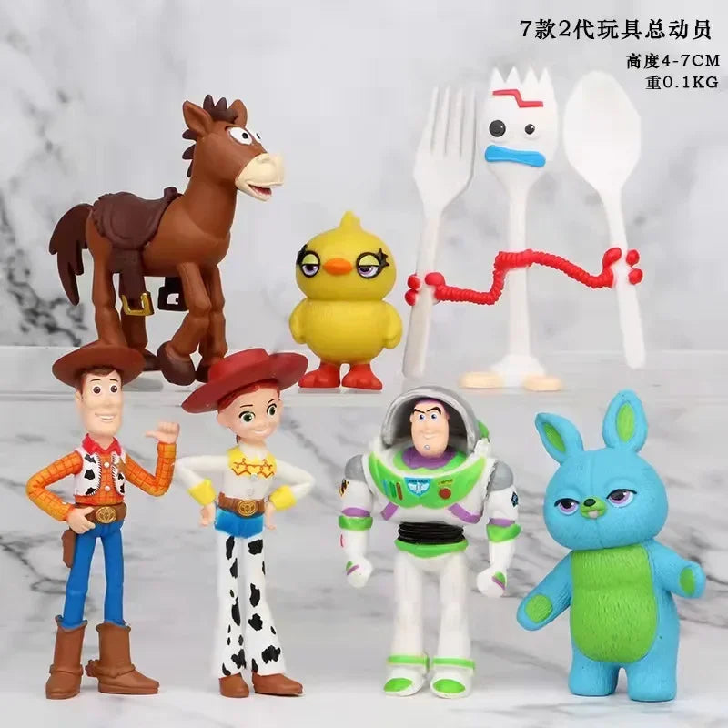 17Pcs/7PcS/Set Toy Story 4 Action Figure Toys Woody Jessie Buzz Lightyear Forky Pig Bear Figura Model Doll Figurine Boys Gifts