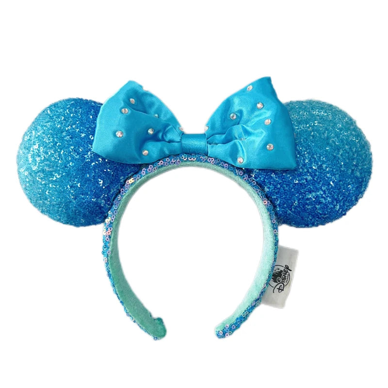 2025 Disney Minnie Ear Headband for Women Disneyland Hairband Mickey Adult/Child Leather Plush Sequin Cosplay Girls Accessories