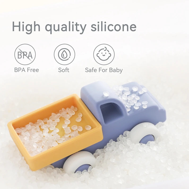 1PCS Silicone Car Building Block Toy Baby Hands Montessori Toys Boys and Girls 0-12 Months Teething Toys Children Christmas Gift