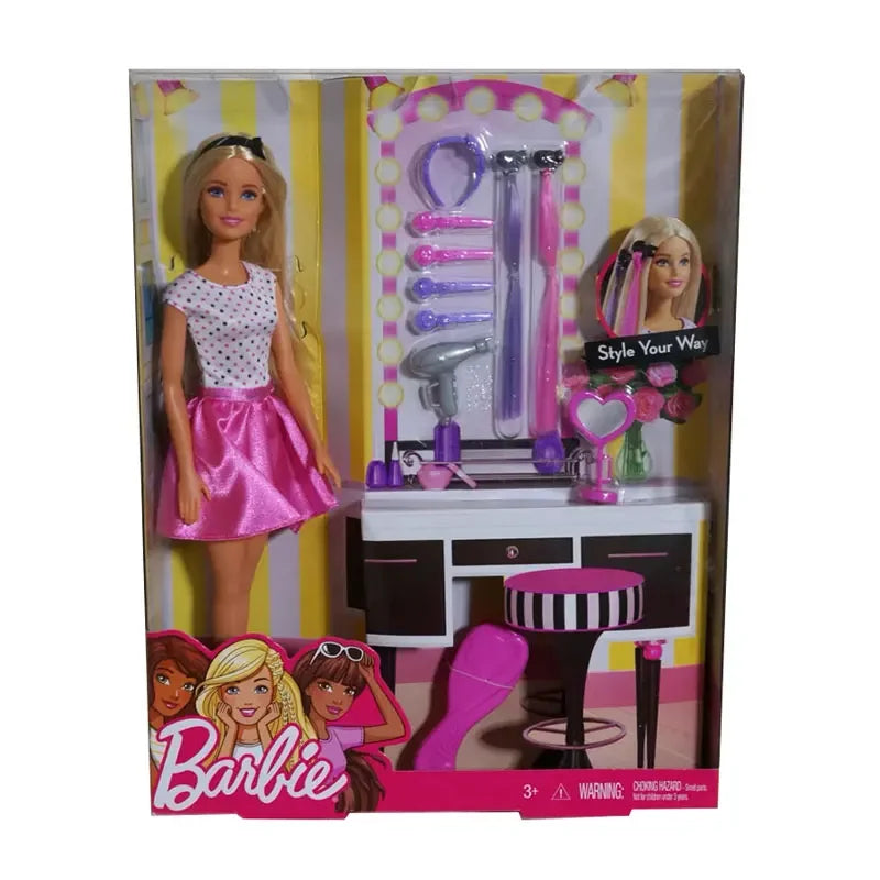 Original Barbie Holiday Surprise Gift Pack Doll Set Princess Elegant Dress Up Clothes Accessories Holiday Birthday Gift GFF61