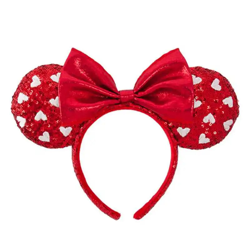 2025 Disney Minnie Ear Headband for Women Disneyland Hairband Mickey Adult/Child Leather Plush Sequin Cosplay Girls Accessories