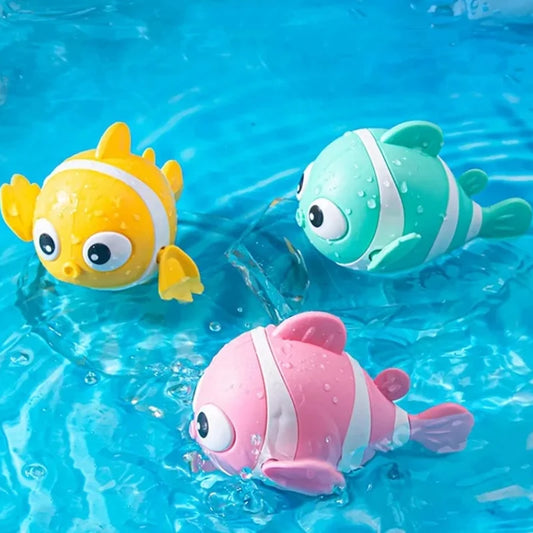 Bath Toys Cute Swimming Clown Fish Bath Toy for Toddlers Floating Wind Up Toys for Boy Girl New Born Baby Bathtub Toddler Toys