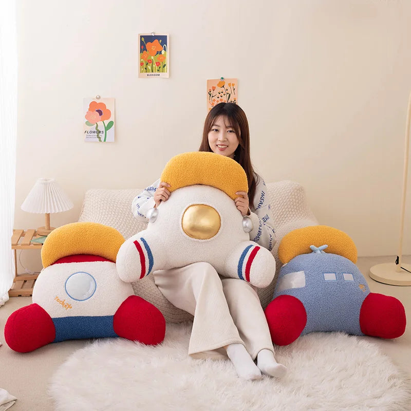 ZU Space Theme Back Cushion Cute Astronauts UFO Rocket and Plane Plush Toys Tent Room Throw Pillows Home Decor Boy Girl Gift