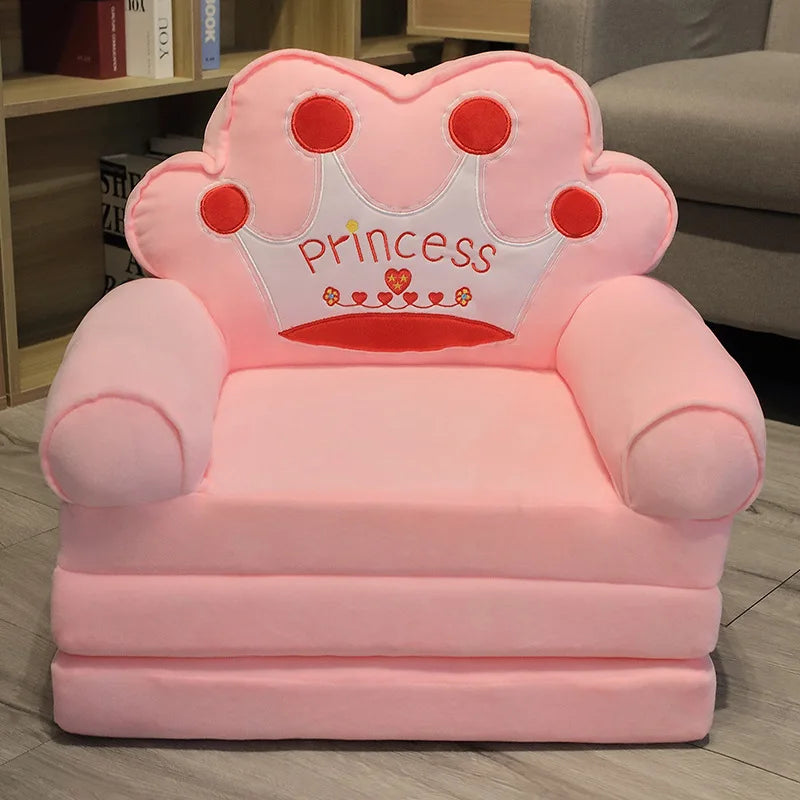 MOMO Children Sofa Cute Cartoon Lazy Folding Small Sofa Bed Girl Princess Baby Toddler Dual-Purpose Small Child Seat