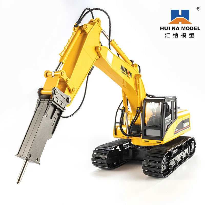 Huina New 3 in 1 Alloy Remote Controlled Truck Excavator RC Car Drill Ball Brabber Truck Toys Gift for Boys and Girls