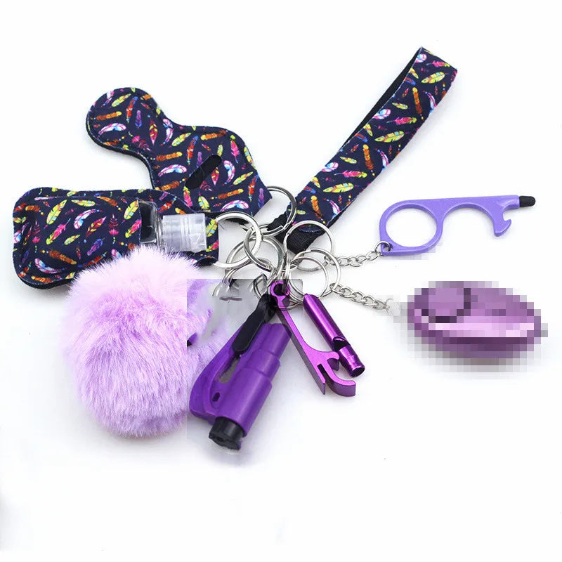 10pc/Set Self Defense Keychain Portable Girls' Self-Protection Keychain Set for Women Alarm Safe Key Ring Best Anti-Wolf Gift