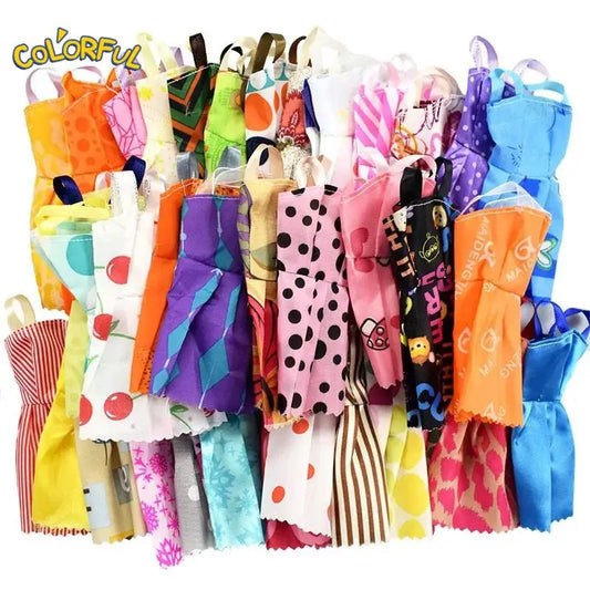 Random 32PCS Universal Clothes Set Clothes and Accessories for Barbie Dolls Fashion Clothes Party Gown for Girl's Gift（no Dolls）