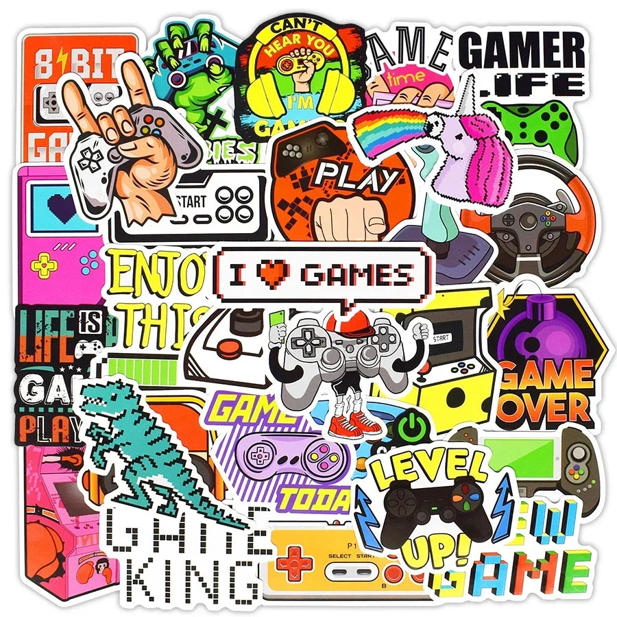 10/30/50 Pcs Vintage Video Game Stickers for Laptop Skateboard Motor Bike Car Fridge Guitar Waterproof Sticker Pack Classic Toys