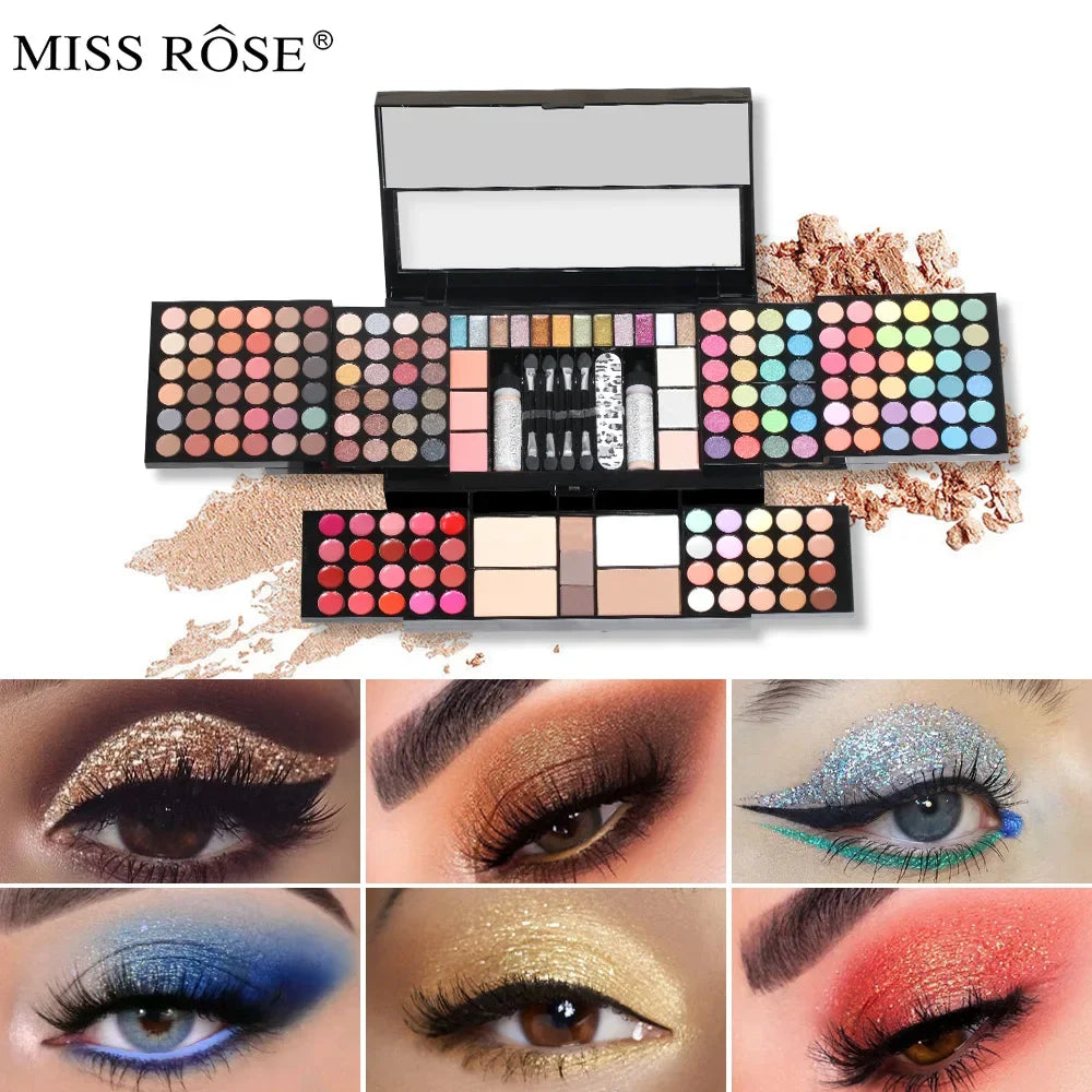 120 Colors Professional Makeup Box Full Kit Set Eyeshadow Palette Lip Gloss Highlighter Brush for Girl Women Gift Set Cosmetics