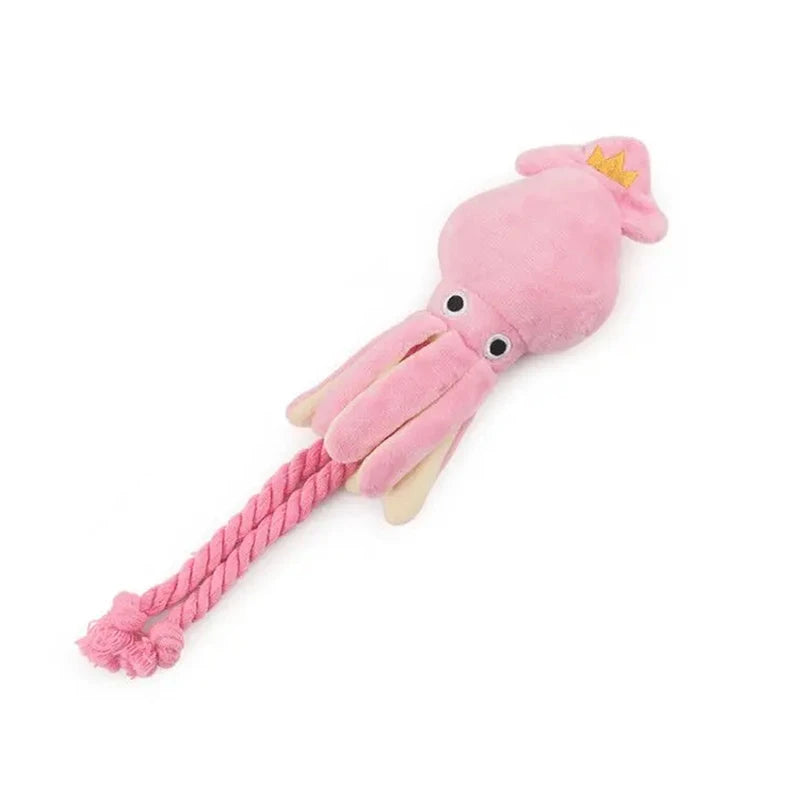 Cute Squid Small Dog Toy Sound BB Plush Pet Puppy Rope Toys Pink Chew Squeak Toys for Cat