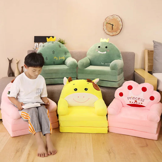 MOMO Children Sofa Cute Cartoon Lazy Folding Small Sofa Bed Girl Princess Baby Toddler Dual-Purpose Small Child Seat