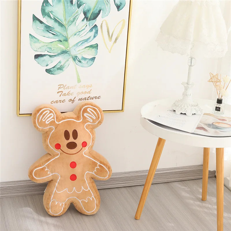 Disney Mickey Mouse Minnie Cookie Plush Toys Anime Cute Gingerbread Man Dolls Pillow Kawaii Stuffed Toys for Children Christmas