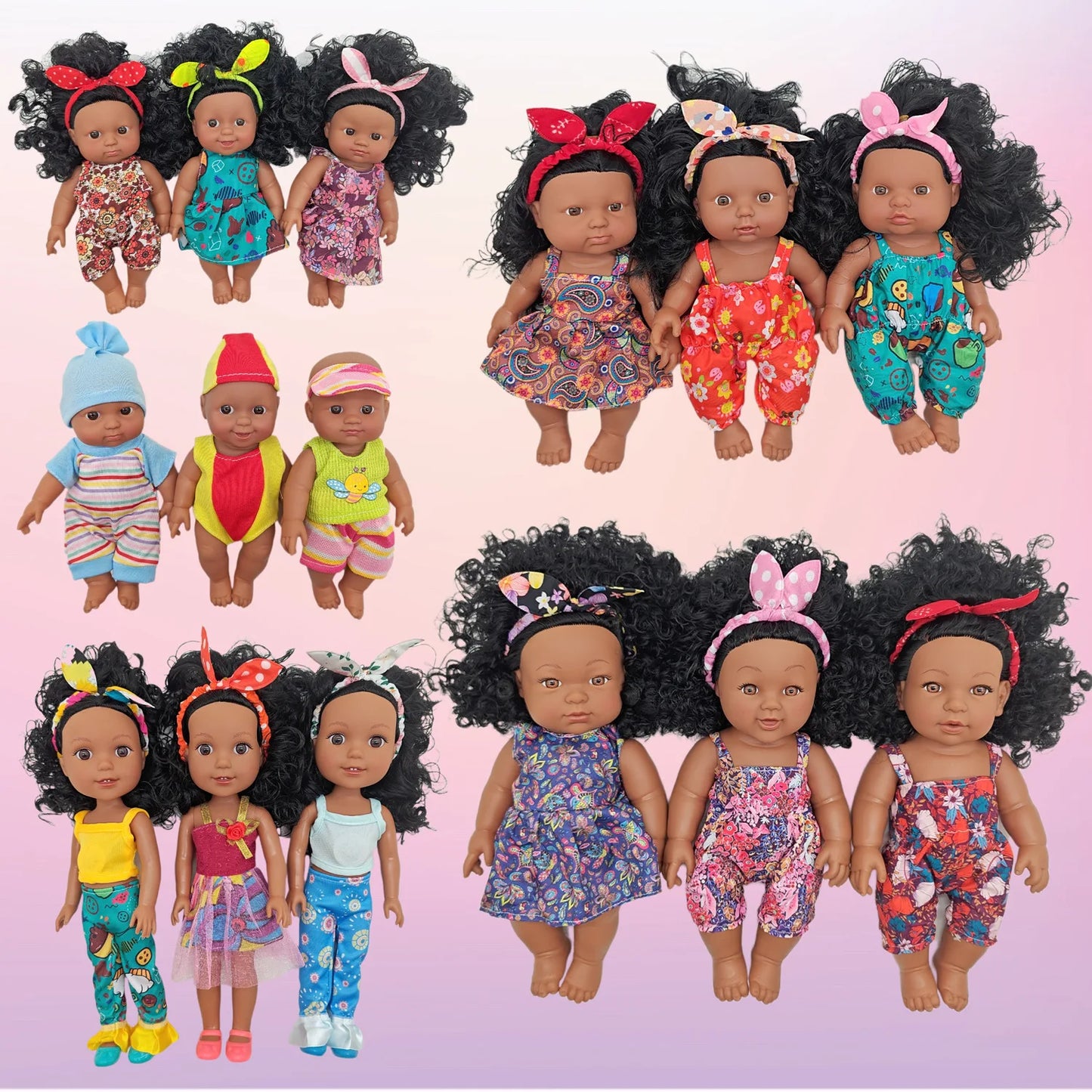 African Girl Princess Dolls Kids Play House Toy Simulation Reborn Dolls Soft Rubber African Dolls Music Dolls Toy Birthday Gifts