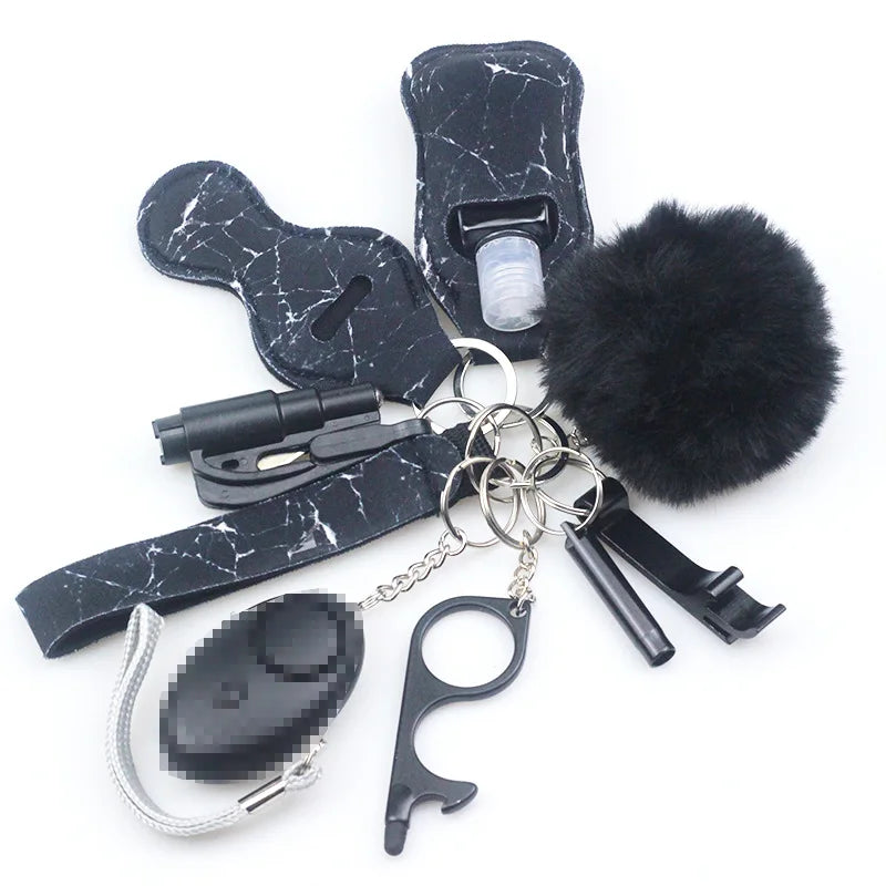 10pc/Set Self Defense Keychain Portable Girls' Self-Protection Keychain Set for Women Alarm Safe Key Ring Best Anti-Wolf Gift