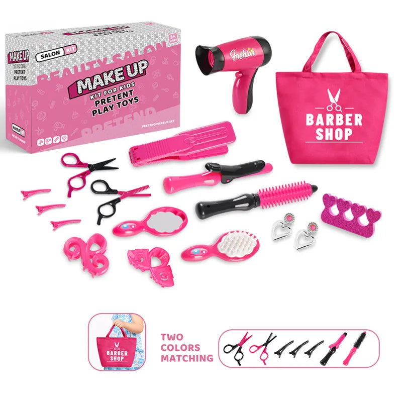 Kids Makeup Set for Girls Gifts Pretend Play Hairdressing Hair Simulation Styling Tools Blow Dryer Beauty Fashion Toys for Girls