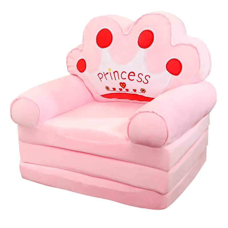 MOMO Children Sofa Cute Cartoon Lazy Folding Small Sofa Bed Girl Princess Baby Toddler Dual-Purpose Small Child Seat