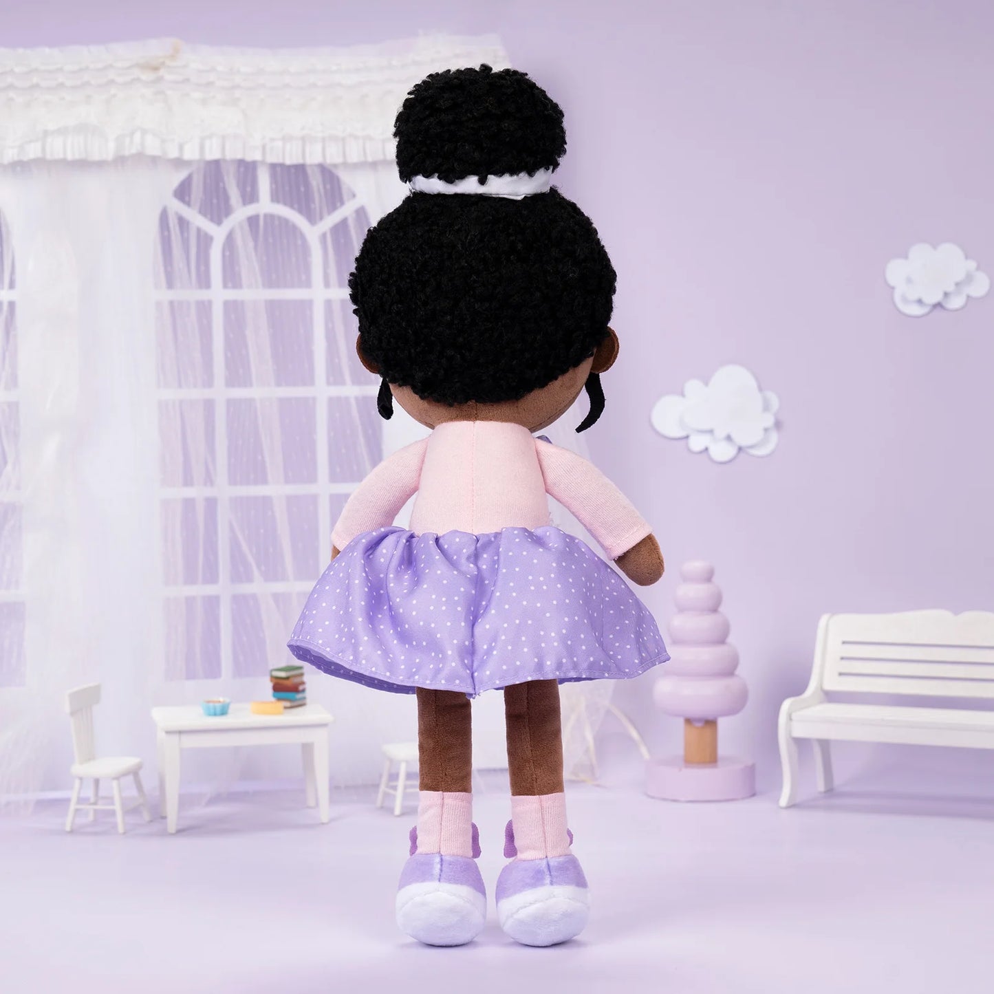 OUOZZZ 15" Plush Doll Toys African American Dolls for Girls Stuffed Plush Rag Doll Rabbit Toys Kids Baby Birthday Christmas Gift