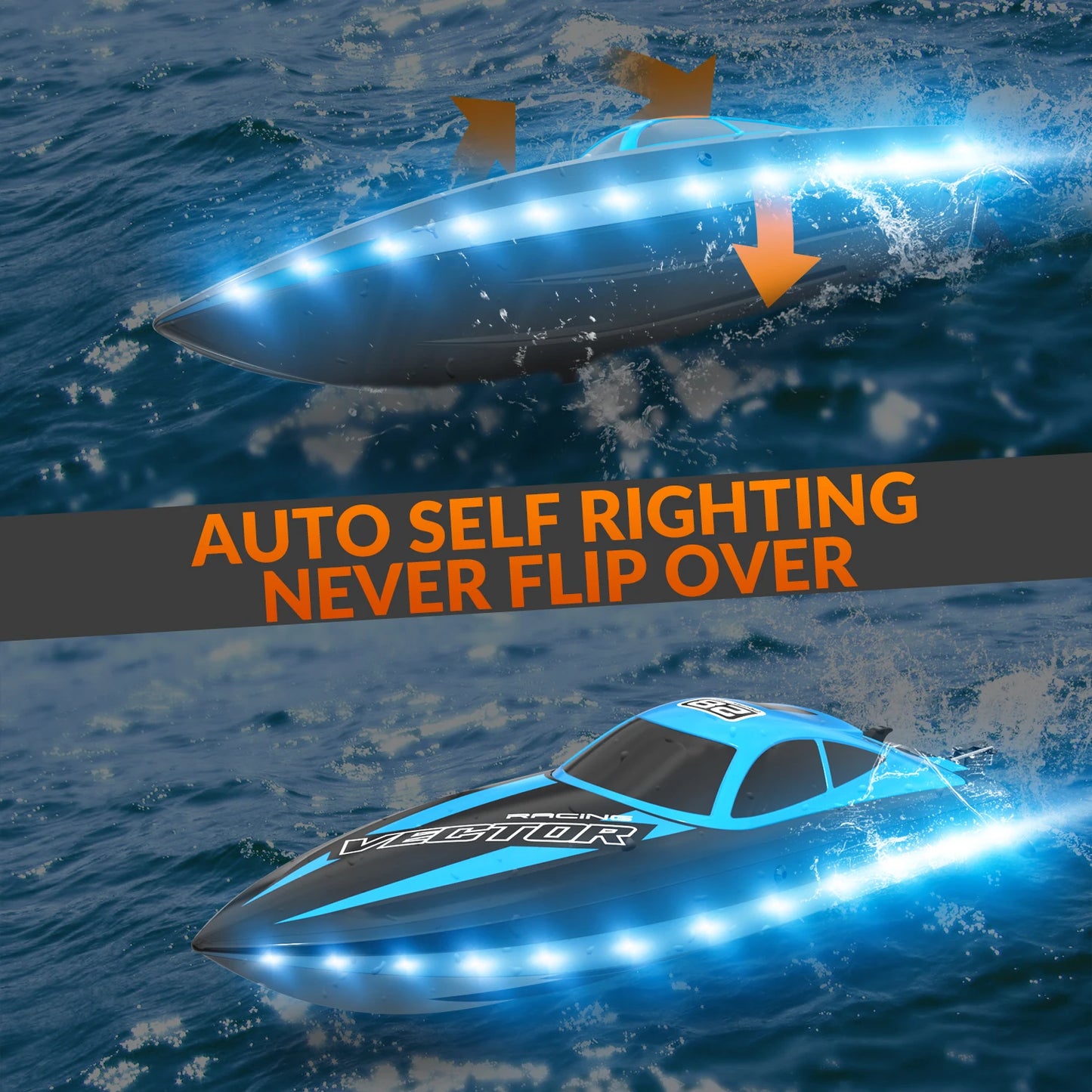 RC Boat 20MPH Fast RC Boat for Adults 2.4Ghz Remote Control Boat for Pools and Lake With 2 Rechargeable Batteries Toys Gifts For