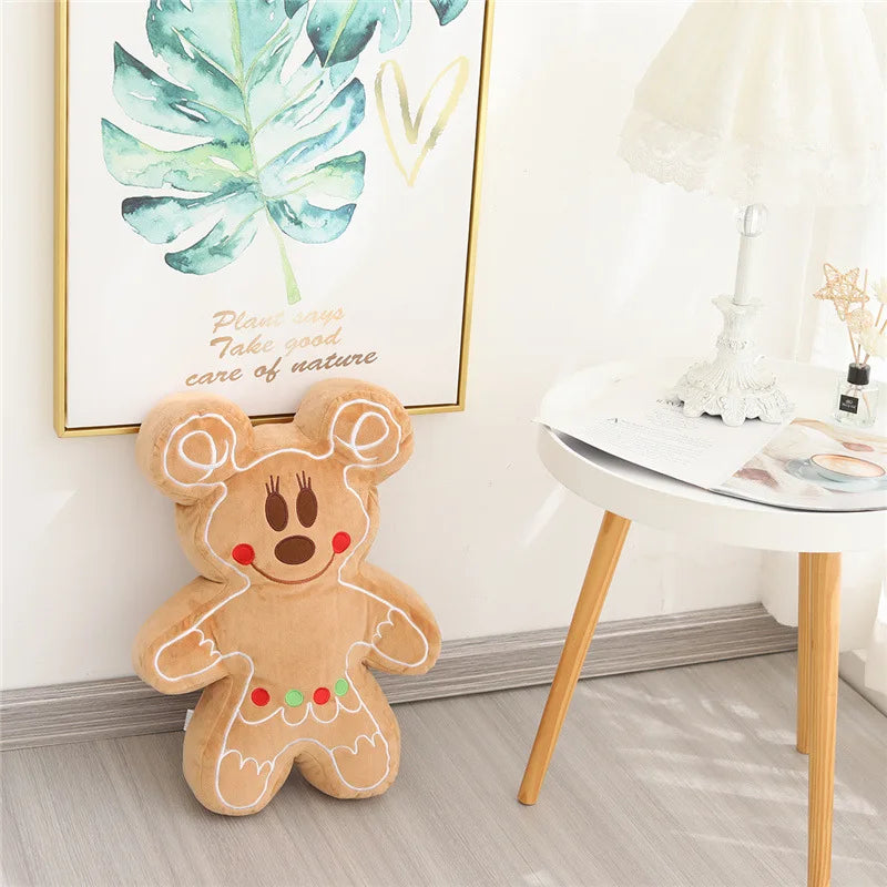 Disney Mickey Mouse Minnie Cookie Plush Toys Anime Cute Gingerbread Man Dolls Pillow Kawaii Stuffed Toys for Children Christmas