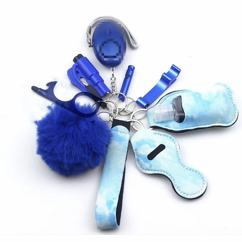 10pc/Set Self Defense Keychain Portable Girls' Self-Protection Keychain Set for Women Alarm Safe Key Ring Best Anti-Wolf Gift