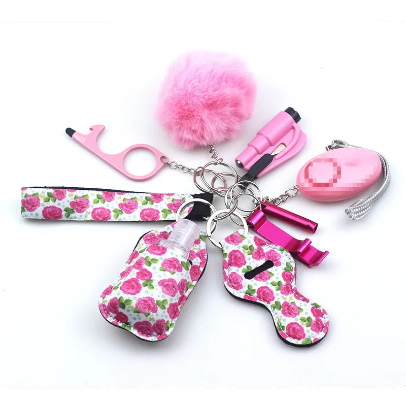 10pc/Set Self Defense Keychain Portable Girls' Self-Protection Keychain Set for Women Alarm Safe Key Ring Best Anti-Wolf Gift