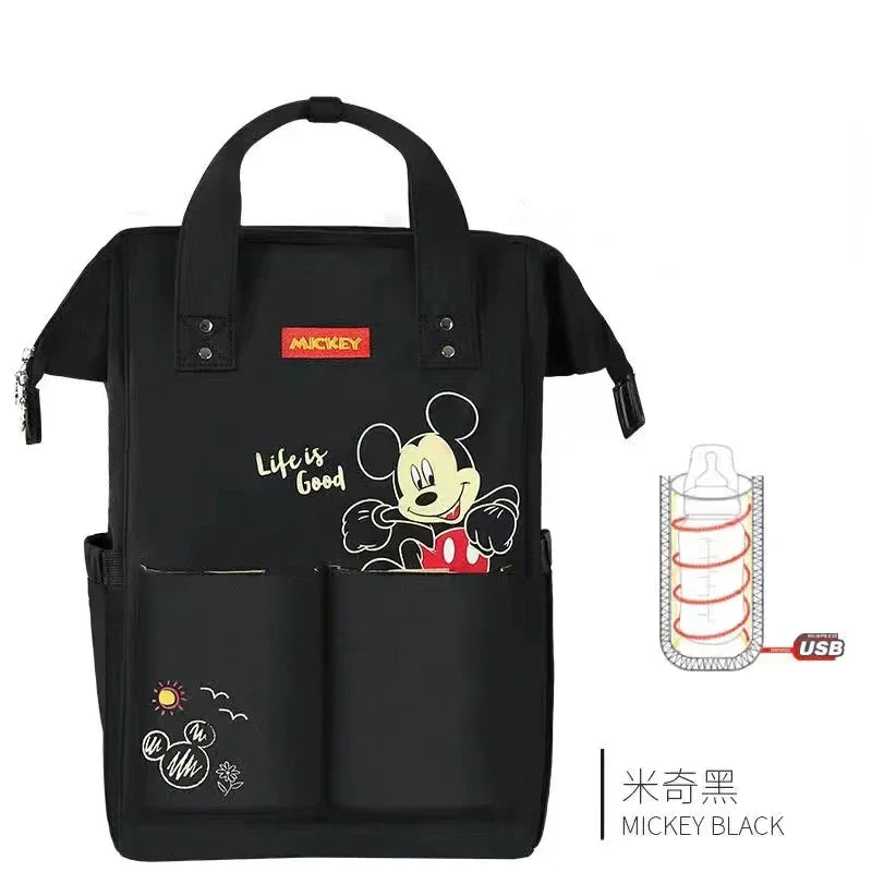 Disney Mickey Original New Diaper Bag Backpack Luxury Brand Baby Diaper Bag Large Capacity Multi-Function Cartoon Baby Bag