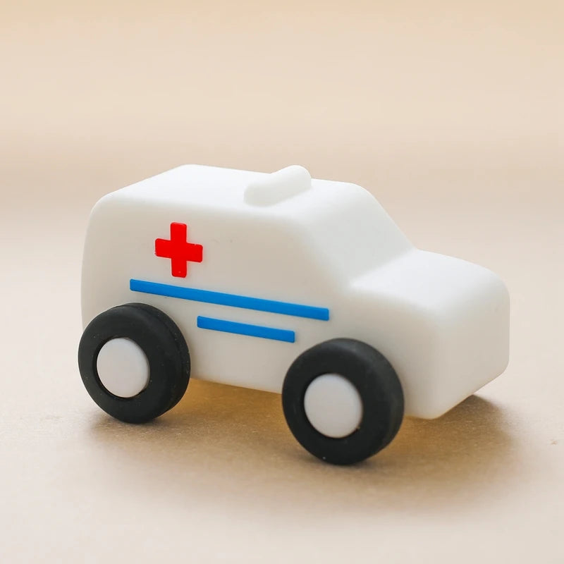 1pc Baby Car Toys Food Grade Silicone Ambulances Truck Montessori Educational Toys Boy Girl Baby 0-12 Months Toy Newborn Gift