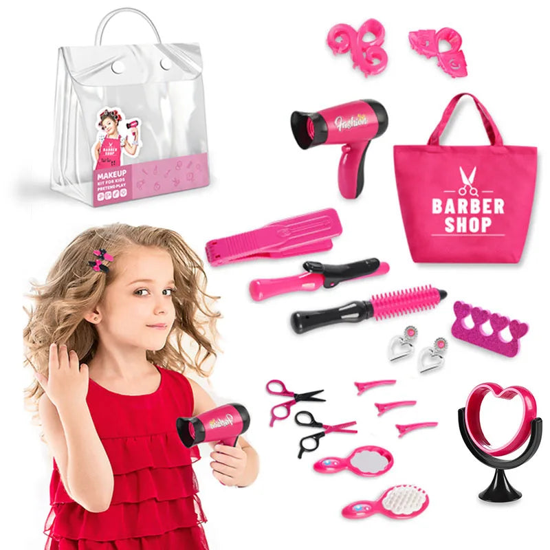 Kids Makeup Set for Girls Gifts Pretend Play Hairdressing Hair Simulation Styling Tools Blow Dryer Beauty Fashion Toys for Girls