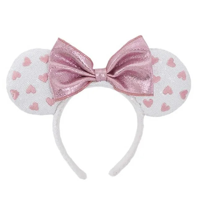 2025 Disney Minnie Ear Headband for Women Disneyland Hairband Mickey Adult/Child Leather Plush Sequin Cosplay Girls Accessories