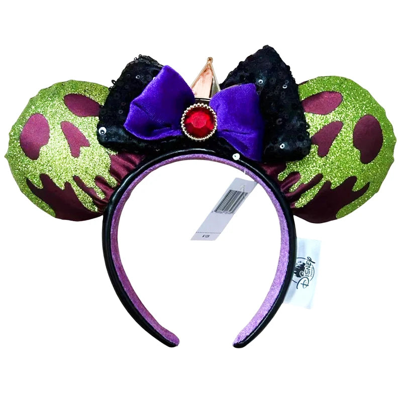 2025 Disney Minnie Ear Headband for Women Disneyland Hairband Mickey Adult/Child Leather Plush Sequin Cosplay Girls Accessories