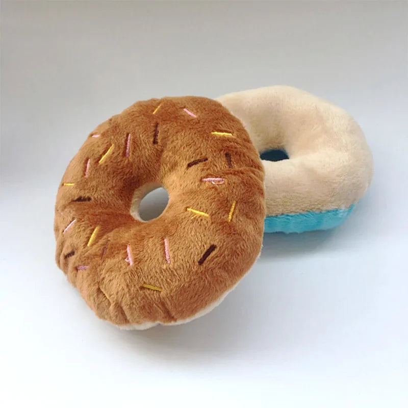 Soft Dog Donuts Plush Pet Dog Toys for Dogs Chew Toy Cute Puppy Squeaker Sound Toys Funny Puppy Small Medium Dog Interactive Toy