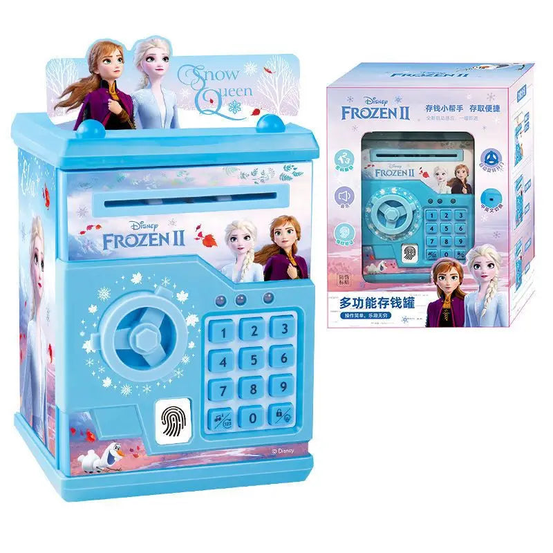 Disney Girls Frozen 2 Fingerprint Piggy Bank Princess Elsa Stitch Password Box Storage Box Girl Gift Creativity Toy