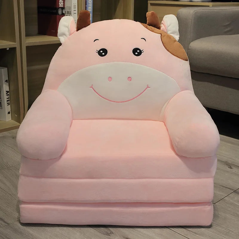 MOMO Children Sofa Cute Cartoon Lazy Folding Small Sofa Bed Girl Princess Baby Toddler Dual-Purpose Small Child Seat