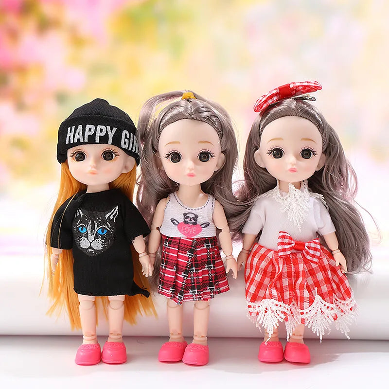 16cm BJD Doll 1/12 With Clothes and Shoes DIY Movable 13 Joints Fashion Cute Princess Figure Girl Gift Child Toys