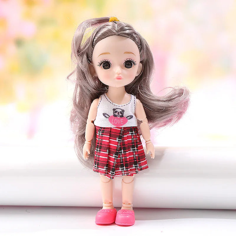 16cm BJD Doll 1/12 With Clothes and Shoes DIY Movable 13 Joints Fashion Cute Princess Figure Girl Gift Child Toys