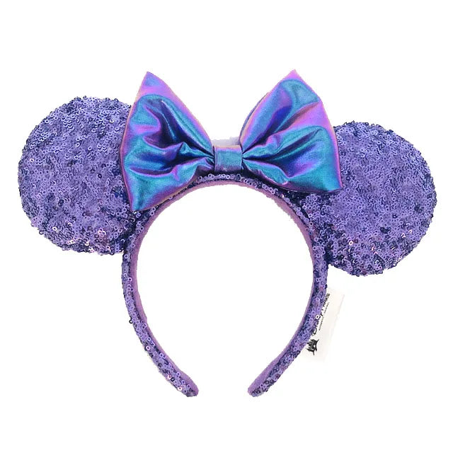 2025 Disney Minnie Ear Headband for Women Disneyland Hairband Mickey Adult/Child Leather Plush Sequin Cosplay Girls Accessories