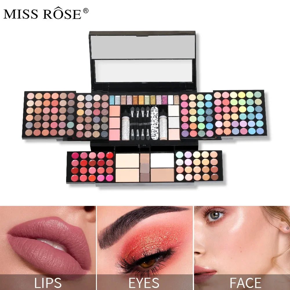 120 Colors Professional Makeup Box Full Kit Set Eyeshadow Palette Lip Gloss Highlighter Brush for Girl Women Gift Set Cosmetics