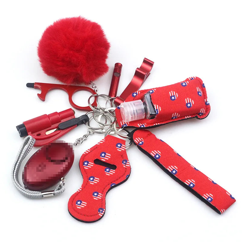 10pc/Set Self Defense Keychain Portable Girls' Self-Protection Keychain Set for Women Alarm Safe Key Ring Best Anti-Wolf Gift