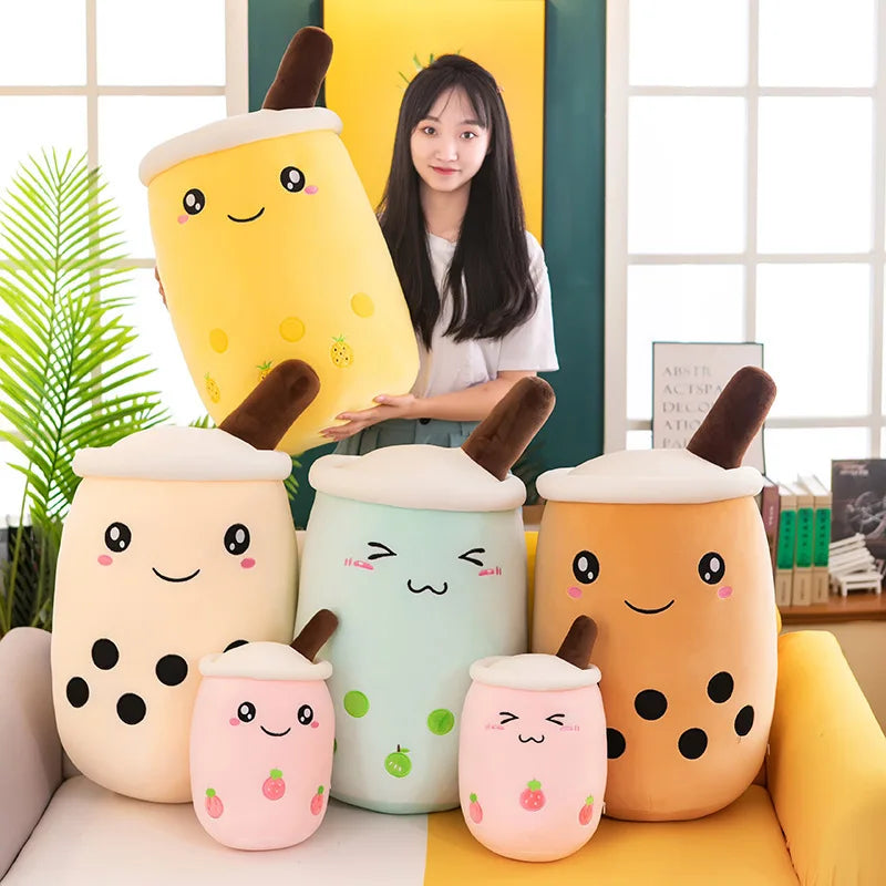 24cm Milk Tea Pillow Kawaii Soft Stuffed Plush Toys Boba Tea Plushie Toy for Kids Toys Birthday Gifts