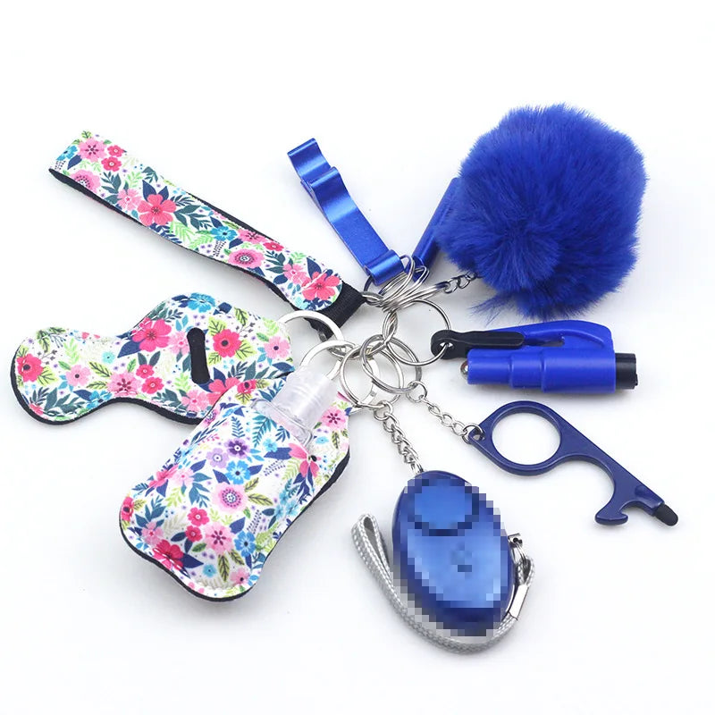 10pc/Set Self Defense Keychain Portable Girls' Self-Protection Keychain Set for Women Alarm Safe Key Ring Best Anti-Wolf Gift