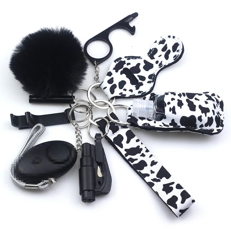 10pc/Set Self Defense Keychain Portable Girls' Self-Protection Keychain Set for Women Alarm Safe Key Ring Best Anti-Wolf Gift