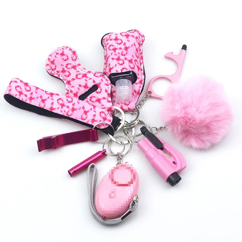 10pc/Set Self Defense Keychain Portable Girls' Self-Protection Keychain Set for Women Alarm Safe Key Ring Best Anti-Wolf Gift